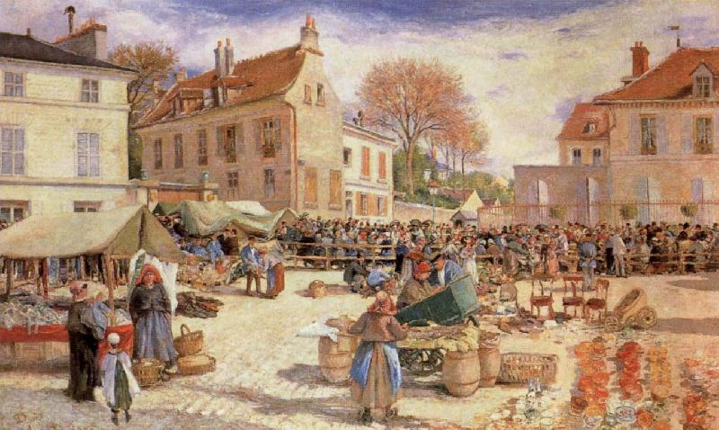 Ludovic Piette The Market Outside Pontoise Town hall oil painting image